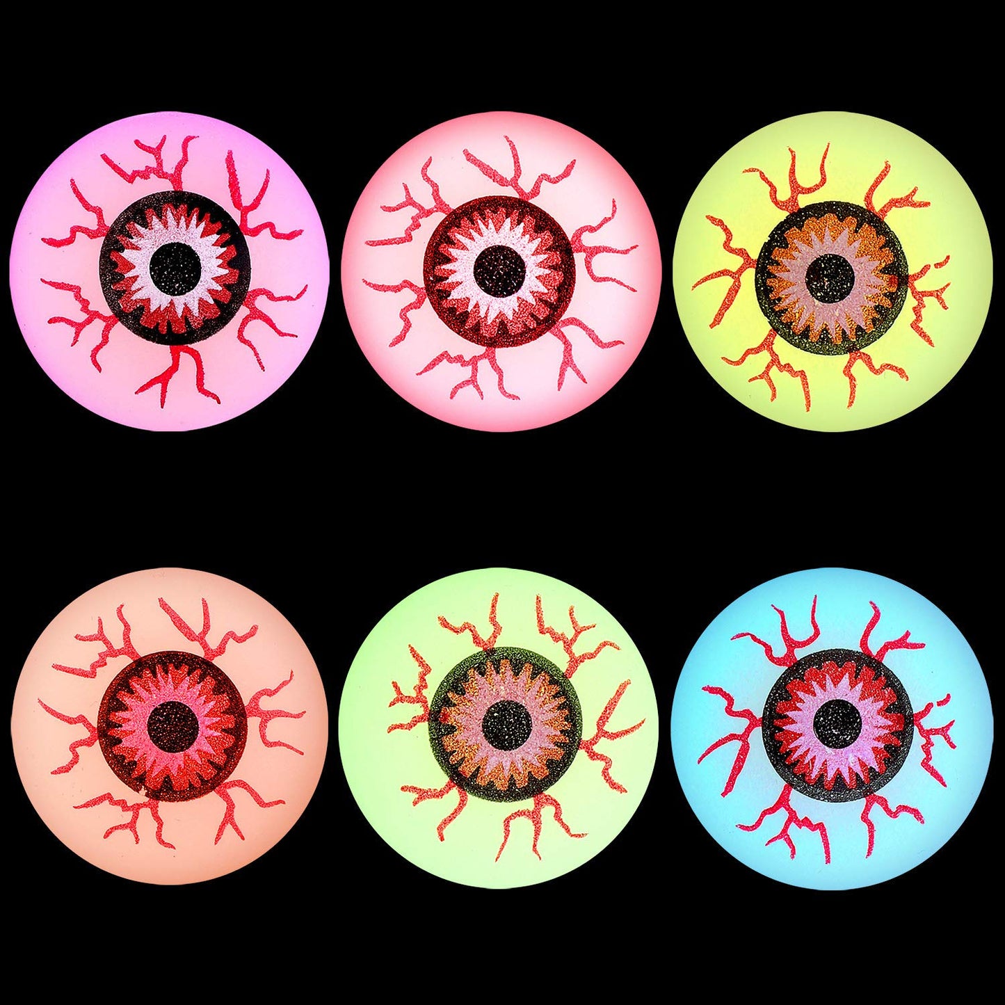 URATOT 36 Pieces Halloween Glow in The Dark Bouncy Eyeballs Halloween Toys Bouncing Eyeballs for Halloween Game Rewards, Trick or Treating Favors