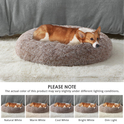 JOLLYVOGUE Dog & Cat Bed, Calming Anti-Anxiety Pet Bed for Small Dogs, Fluffy Donut Cushion for Small and Medium Pets (20")