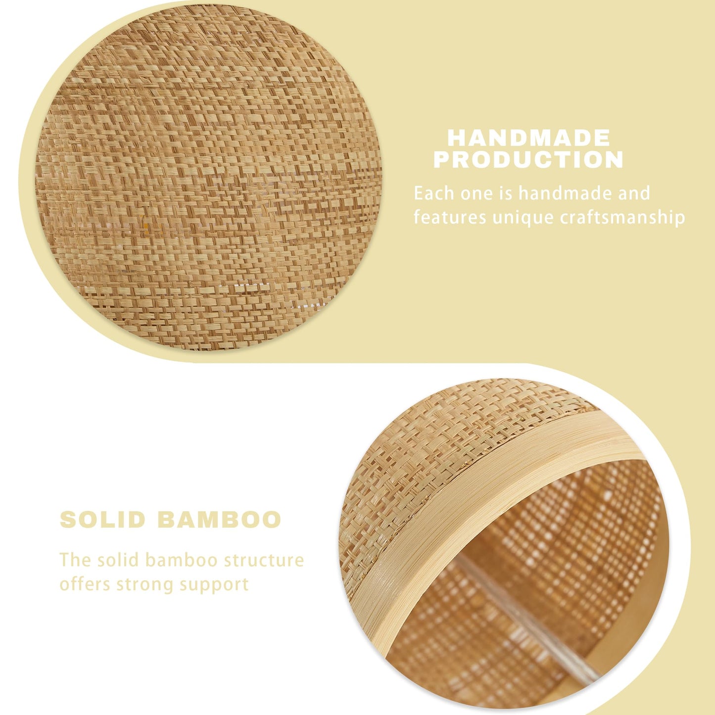 Booniture Handwoven Table Lamp, Boho Bedside Lamp with Linen Shade, Bamboo and Rattan Woven Desk Lamp for Bedroom Living Room Nightstand