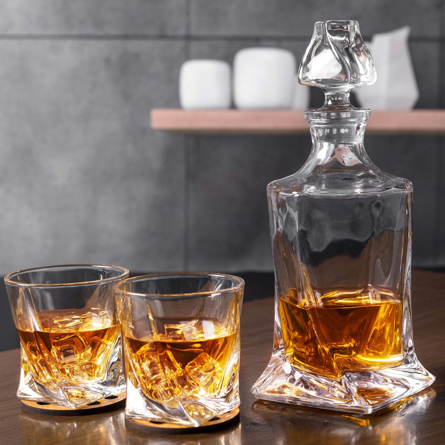 KANARS Whiskey Decanter Set, Premium Crystal Liquor Decanter with 6 Old Fashioned Glasses for Cocktail Scotch Bourbon Irish Whisky Alcohol, Unique Men Gifts for Father's Day Housewarming Birthday