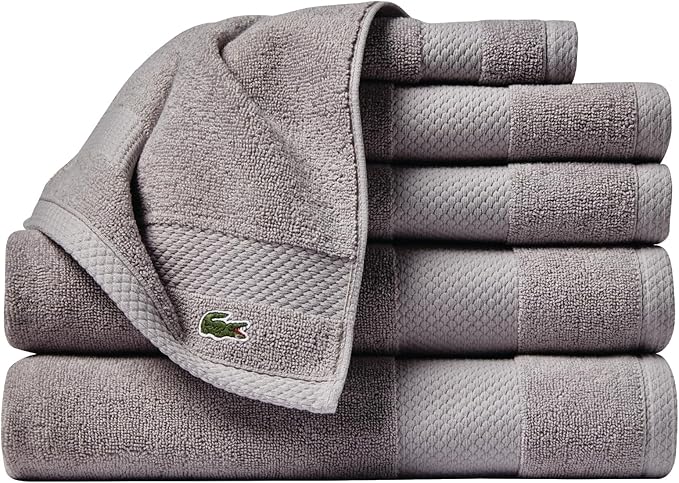 Lacoste Heritage Supima Cotton 6-Piece Towel Set, 2 Bath Towels, 2 Hand Towels
