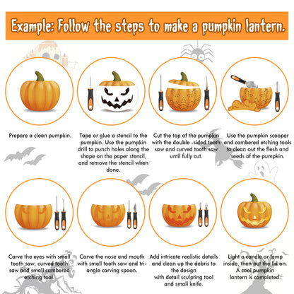 Shuttle Art 20 PCS Halloween Pumpkin Carving Kit, 10 PCS Professional Heavy Duty Stainless Steel Pumpkin Carving Tools with 10 Pumpkin Stencils and Carrying Case, Safe and Durable for Kids Adults