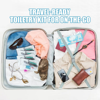 10 Pack Travel Hygiene Kits, 8-in-1 Personal Toiletry Kit -Toothbrush, Toothpaste, Comb, Flossers, Shampoo, Soap, Razor & Shaving Cream, Individually Packed for Travel, Guest Rooms,Vacation Rentals