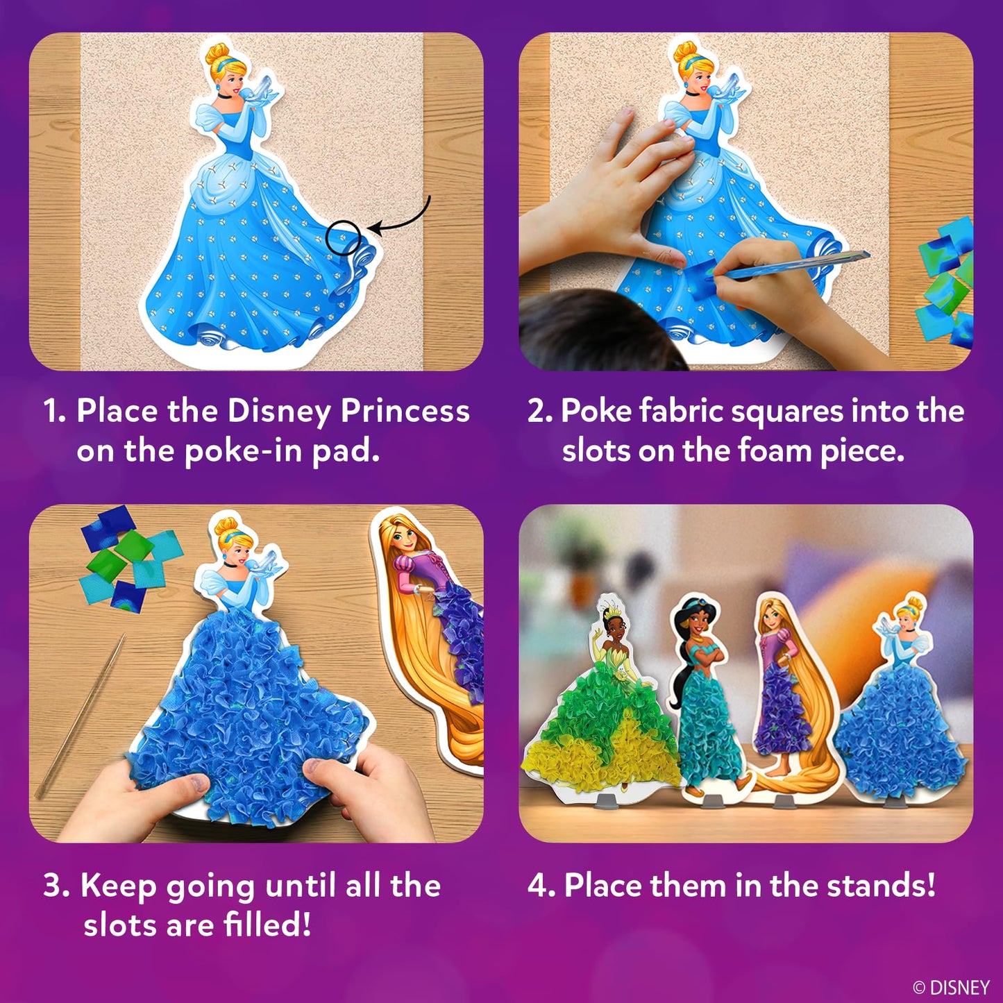Skillmatics Poke-in Art - Disney Princesses, Mess-Free Fun for Kids, Screen-Free Entertainment, DIY Wood Craft Kits, Creative Activity, Gifts for Girls Ages 4, 5, 6, 7, 8, 9