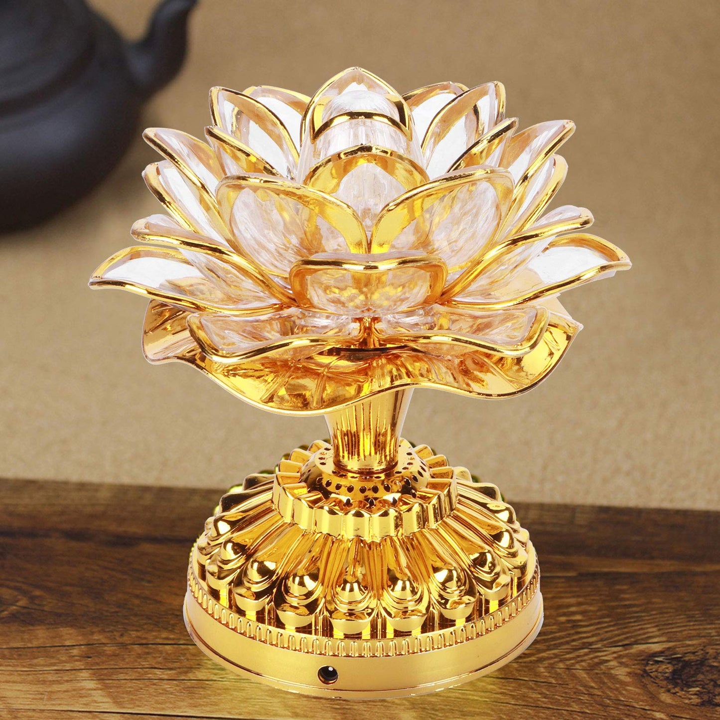 Zerodis Buddhist Lamp 7 Color LED Lotus Lamp with Automatic Color Shift Golden Buddha Night Light for Home Office Yoga Studio (Batteries Not Included)