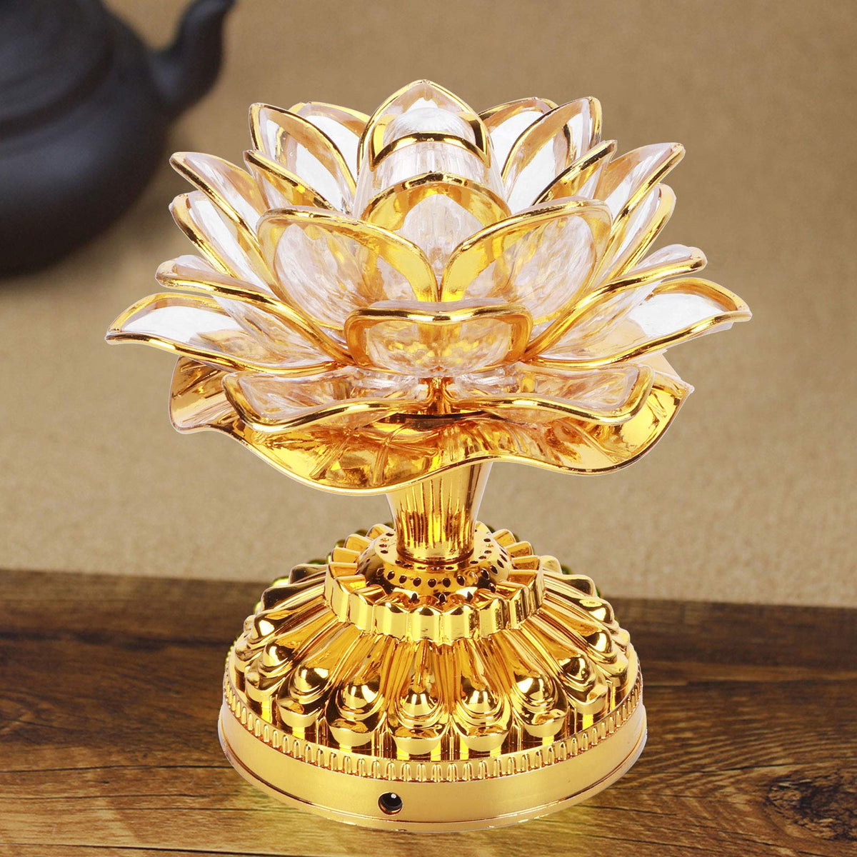 Zerodis Buddhist Lamp 7 Color LED Lotus Lamp with Automatic Color Shift Golden Buddha Night Light for Home Office Yoga Studio (Batteries Not Included)