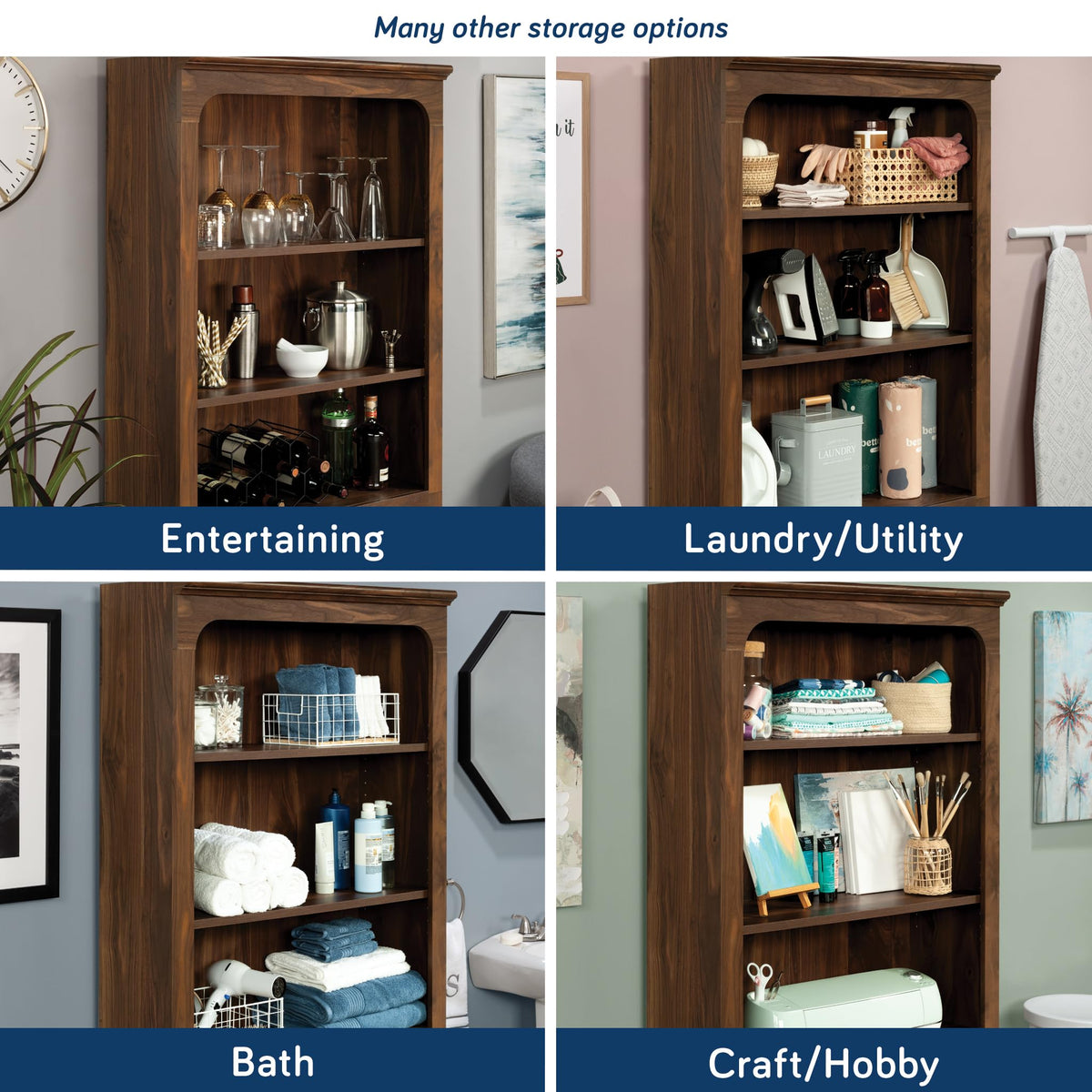 Sauder Select 5-Shelf Bookcase, in a Grand Walnut Finish
