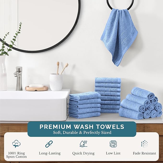 Casa Platino Blue Wash Cloths