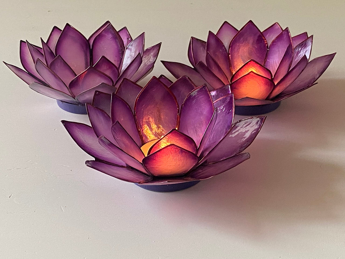 Om Gallery Capiz Shell Lotus Flower Decor Tealight Candle Holder for Serene Ambiance -Decorative Candle Holders for Meditation and Relaxation, Passion