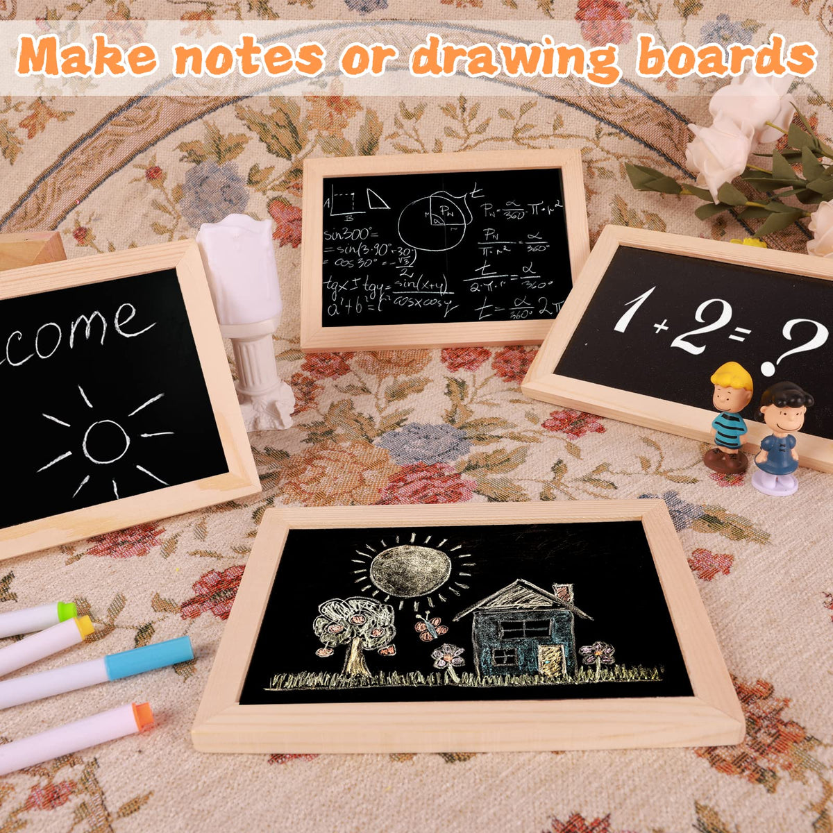 Small Chalkboard with Frames, Mini Wooden Double Sided Chalkboards, Learning and Handwriting Without Tears, Slate Board Signs School Supplies for Classroom Party Home Office,5 x 7 Inch(7PCS)