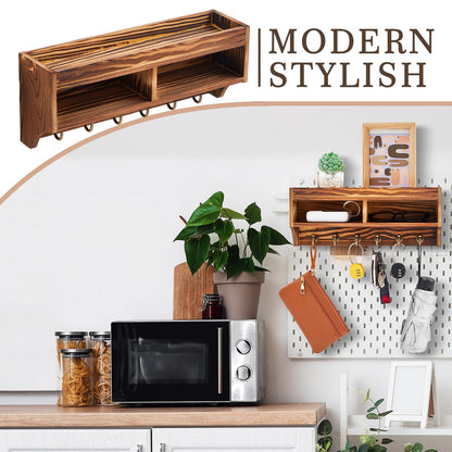 Colingmill Magnetic Key Holder for Wall Fridge Wooden Mail Organizer with 6 Key Hooks and Storage Box, for Fridge Apartment Essentials Dog Leash Holder Home Decor Rack Photo Album
