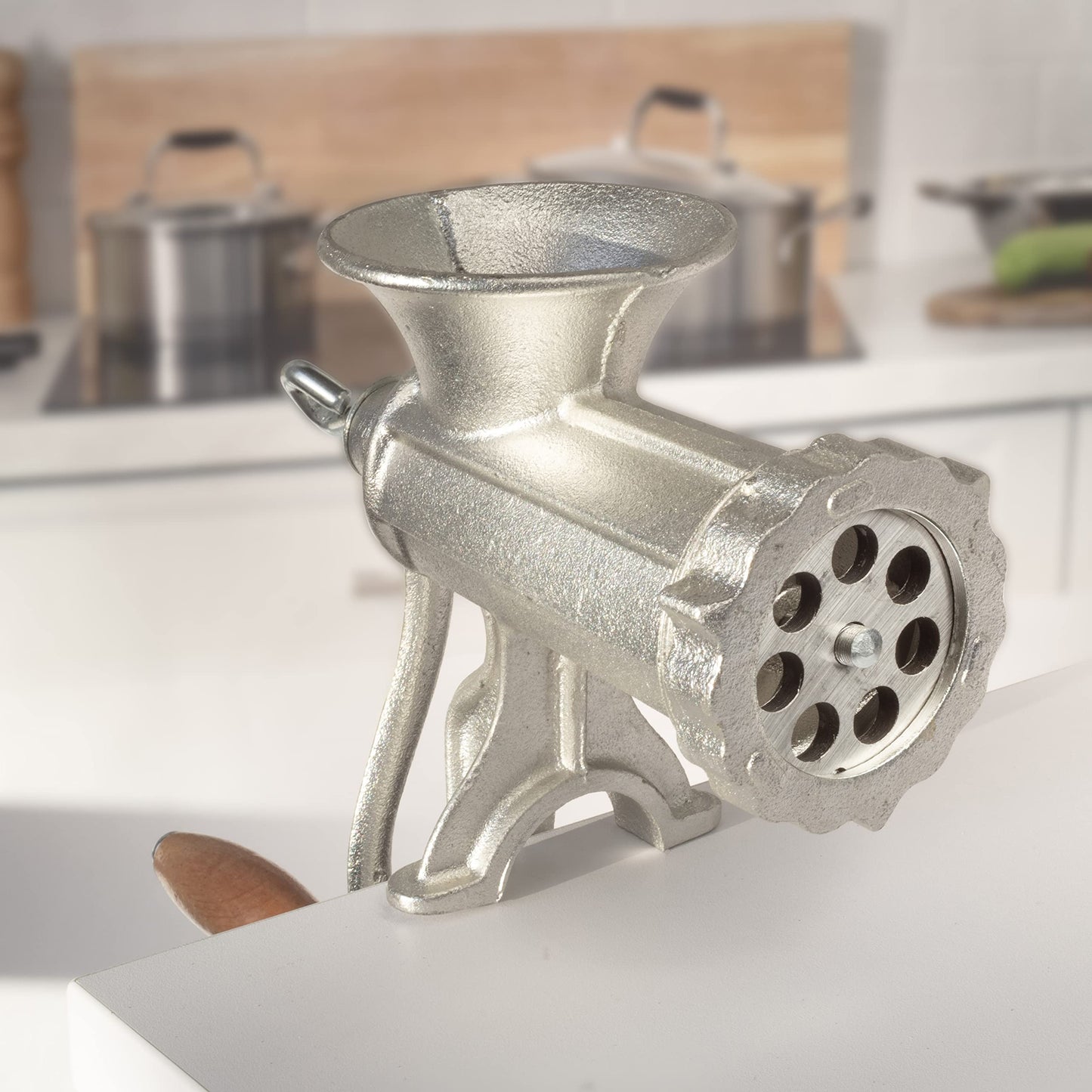 Meat Grinder with Tabletop Clamp- Cast Iron Meat Mincer and Sausage Maker Includes 3 Cutting Disks