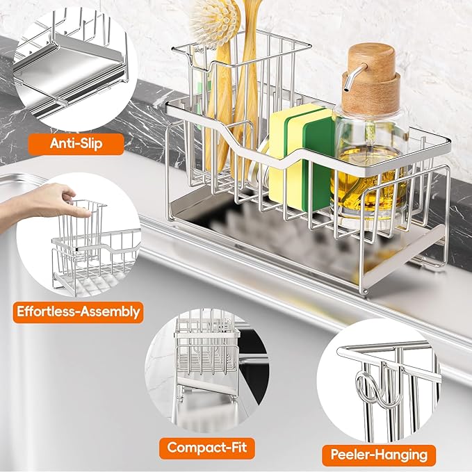 StorageRight Kitchen Sink Caddy Organizer, Rustproof Sponge Holder