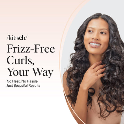 Kitsch Heatless Curling Set - Satin Heatless Curler, Heatless Curlers for Long & Short Hair, Hair Curler No Heat for Heatless Curls, Overnight Curls with 2 Scrunchies & Blowout Rod - Sunset Tie Dye
