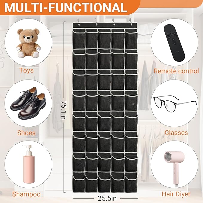 40-Pocket Over the Door Shoe Organizer
