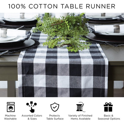 DII Buffalo Check Collection, Classic Farmhouse Table Runner, 14x108, Red & Black
