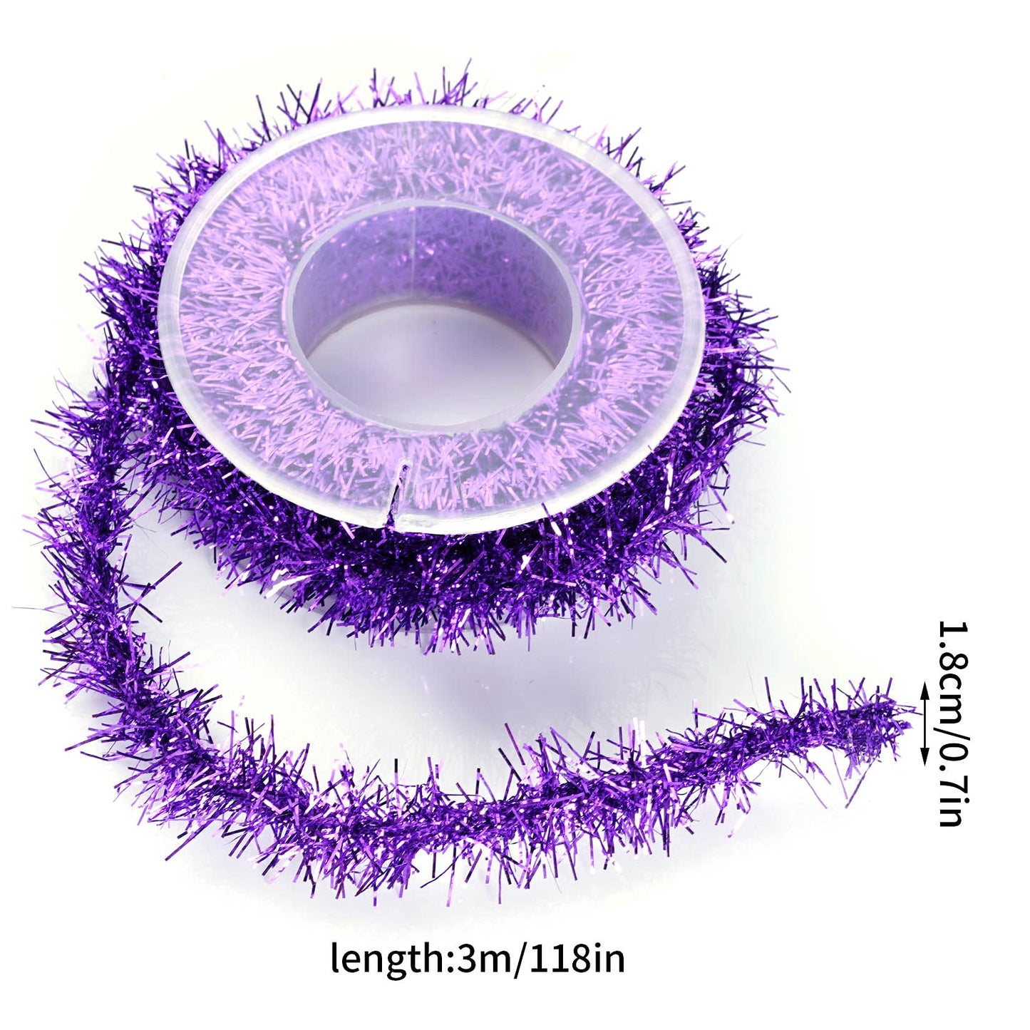 Tongcloud 4 Rolls Halloween Metallic Tinsel Garland - Glitter Ribbon (Orange, Purple, Black, Silver, 9.8ft x 0.7in)