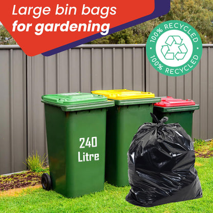 Abbey 100 Black Wheelie Bin Liners 240L Capacity – Refuse Sacks Heavy Duty Black Bin Bags for Outside and Garden Bin – Strong Garbage Bags for Rubbish On a Roll 30 Inch x 46 Inch Wide x 54 Inch Long