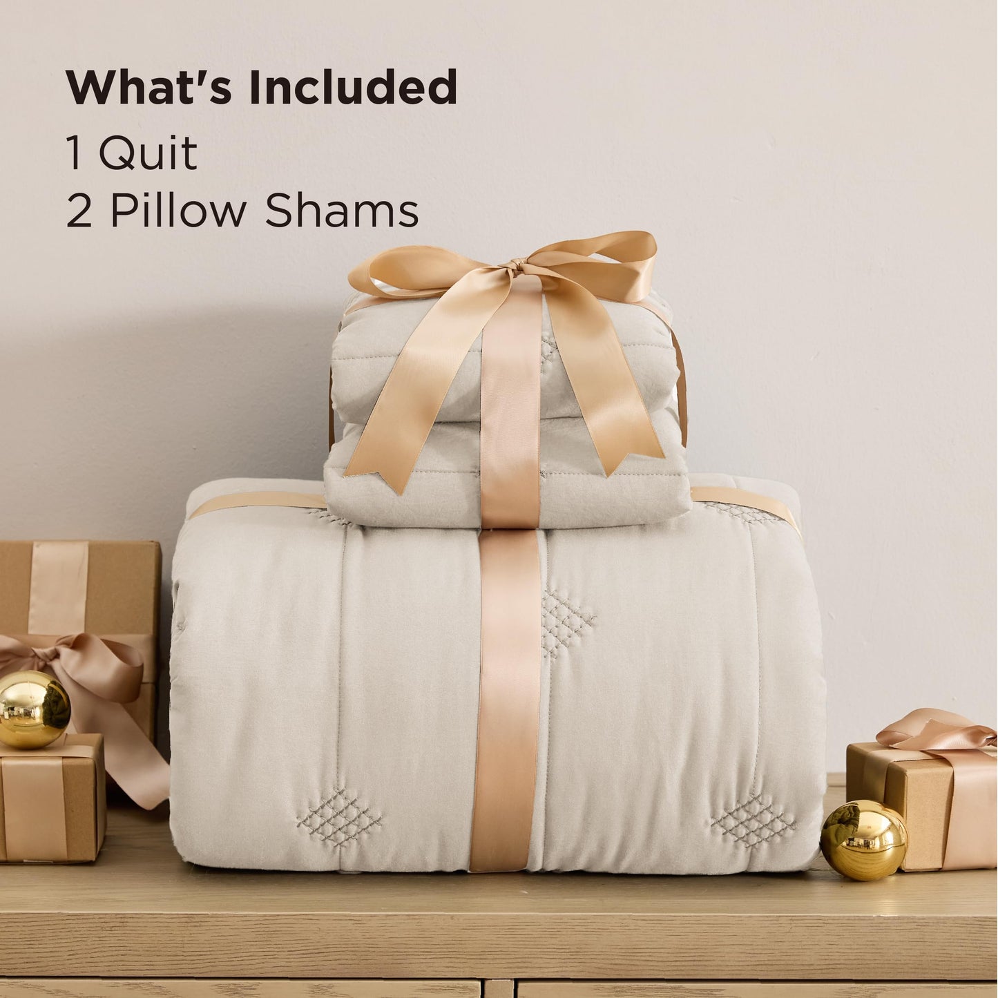 Bedsure King Size Quilt - Prewashed Extra Soft Cotton-Like Polyester Bedspreads King Size, Lightweight Comforter, Includes 1 Quilt 106x96 Inches with 2 Shams, Machine Washable, Beige