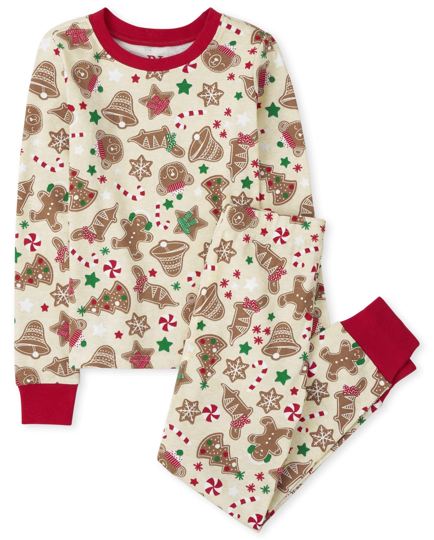 The Children's Place baby girls Family Matching Christmas Holiday Sets, Snug Fit 100% Cotton, Adult, Big Kid, Toddler, Pajama Set, Vanilla Gingerbread, 2T US