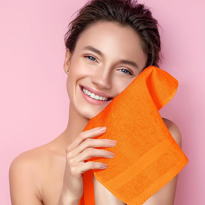 GLAMBURG Ultra Soft 12-Piece Washcloths Set 13x13-100% Ringspun Cotton