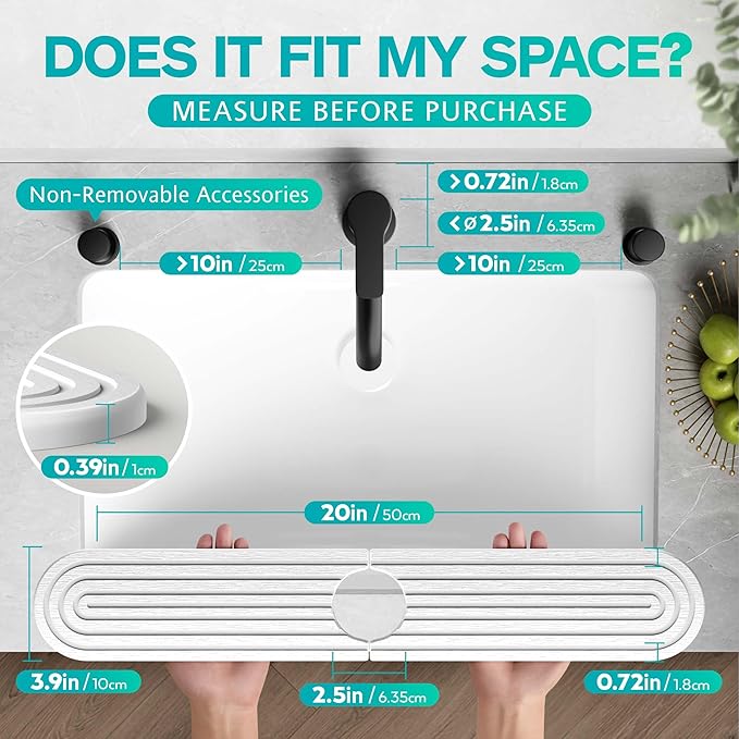 Stone Faucet Mat for Kitchen Sink – Diatomite Fast-Drying Stone Tray, Faucet