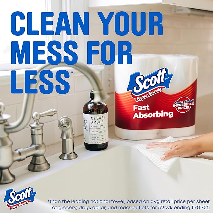 Scott Paper Towels, Choose-A-Sheet, 30 Double Rolls = 60 Regular Rolls