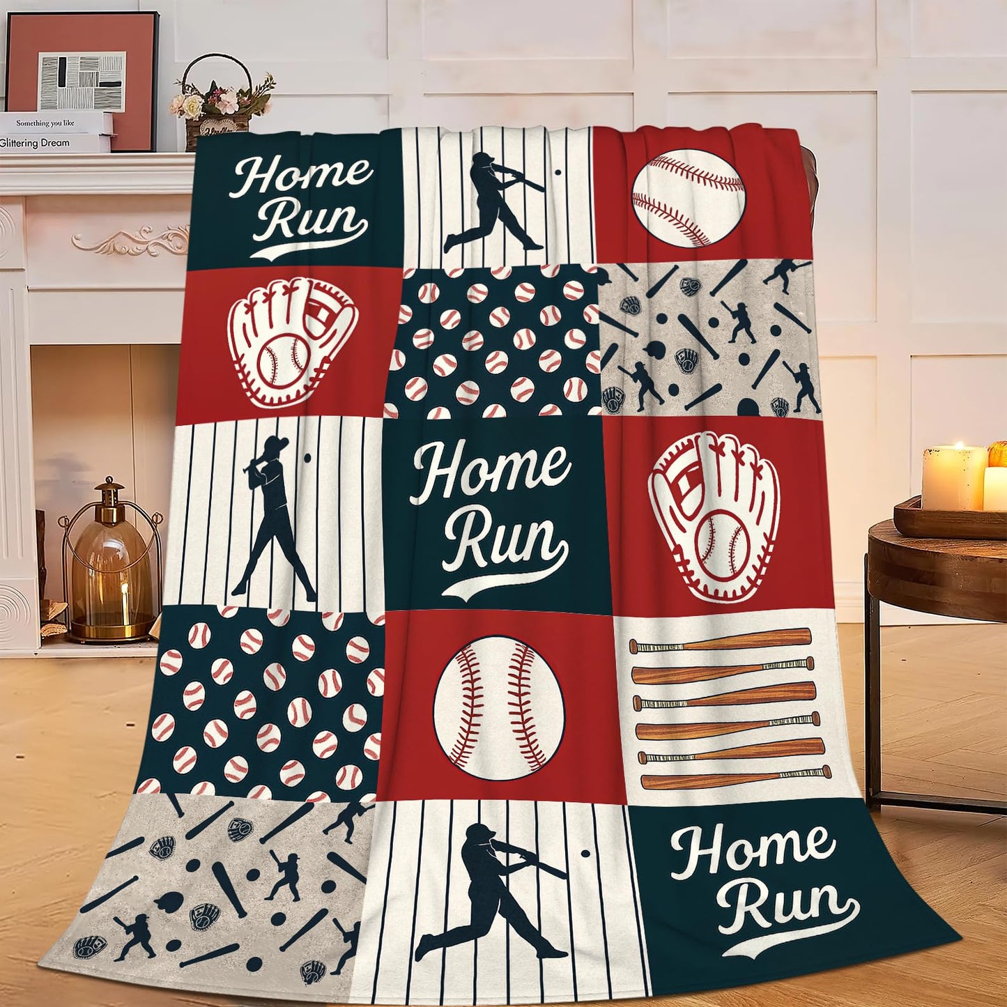 Baseball Blanket Super Soft Warm Fluffy Fleece Flannel Ball Sports Throw Blanket Cozy Fuzzy Plush Stuff Home Run Bedding Blankets Gifts for Teens Boys Kids Women Girls Adults 50"X40"