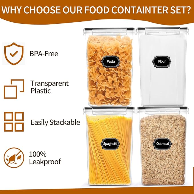 4 Pack Extra Large Airtight Food Storage Containers