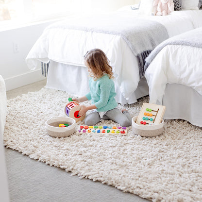 NaturalCozy 5-Piece Round Small Woven Baskets Set– Cotton Rope Baskets for Organizing! Montessori Toys, Fruits Remotes Key Tray Bowl for Entryway Desk, Shallow Catchall Home Décor, Cat Dog Bin Gift
