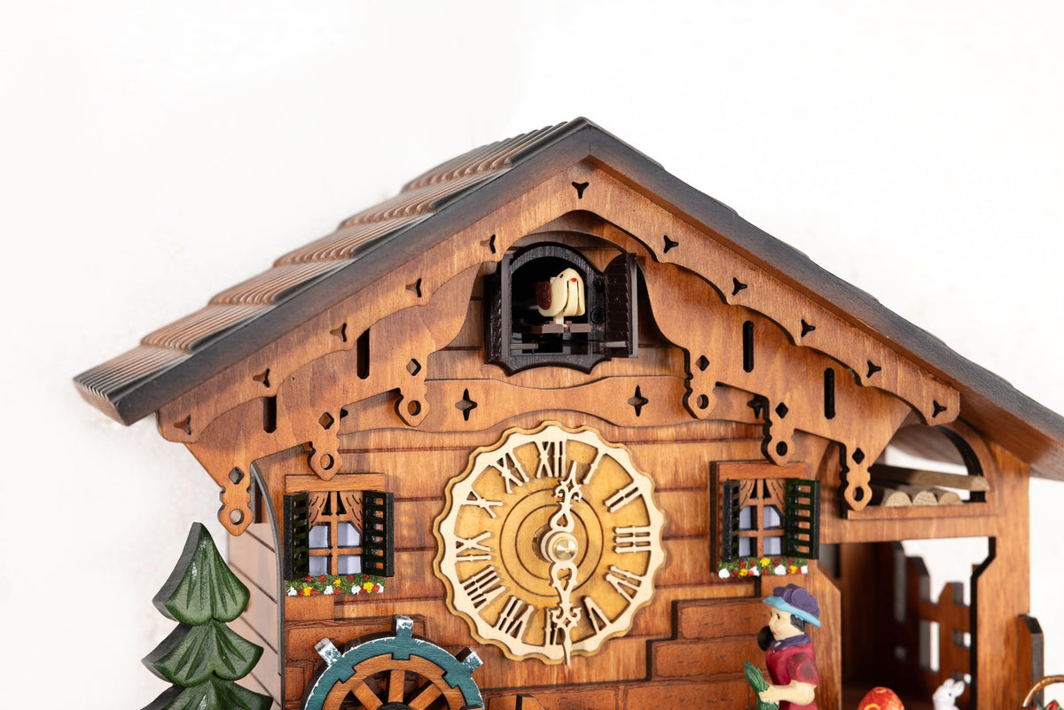 Cuckoopro Cuckoo Clock, Black Forest Style Wooden Pendulum Quartz Wall Clock, Volume Control, Night Silent, Gift Package, Professional Service
