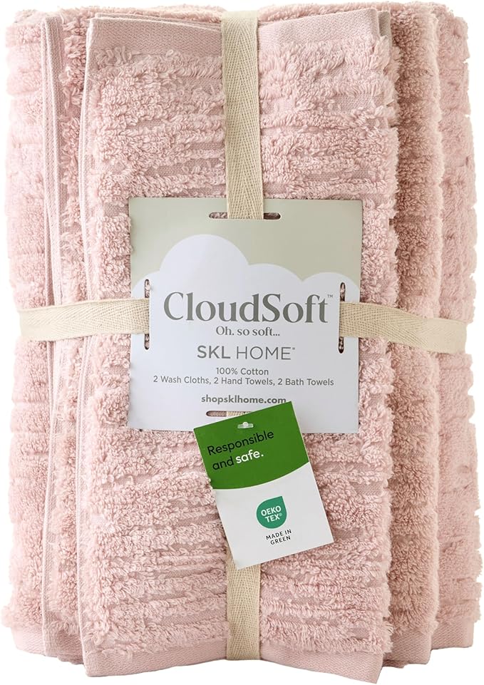 SKL Home CloudSoft 100% Cotton Luxury 6-Piece Towel Set, 600 GSM, Ultra Plush &