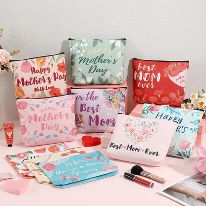 Landical 30 Pcs Mother's Day Makeup Bags Bulk, Mom Canvas Cosmetic Bags Gifts for Women, Toiletry Zipper Pouch Travel Vacation Essentials, Mother Gift Bag for Mom Party Favors Supplies