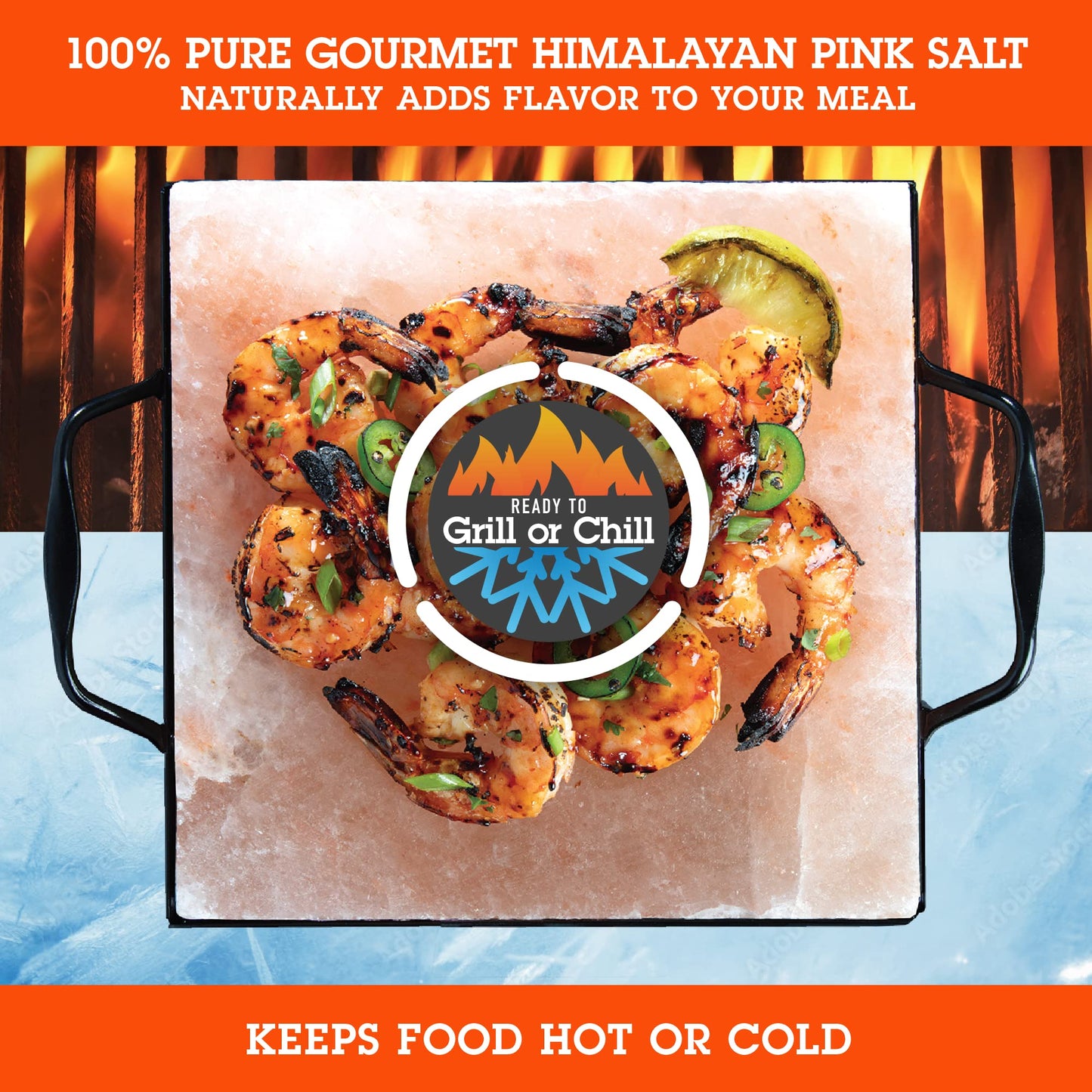 Camerons Himalayan Pink Salt Block for Grilling (8"x8") - Barbecue Grill Slab Maintains Even Temperature Hot or Cold - Naturally Adds Salty Flavor to Cooking - Barbecue Grilling Fathers Day Gift