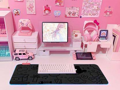 JMIYAV Pink RGB Gaming Mouse Pad 31.5x12 Inch PC XL Large Extended Glowing Led Light Up Desk Pad Non-Slip Rubber Base Computer Cute Mousepad Mat Desk Accessories Gaming Setup 4795