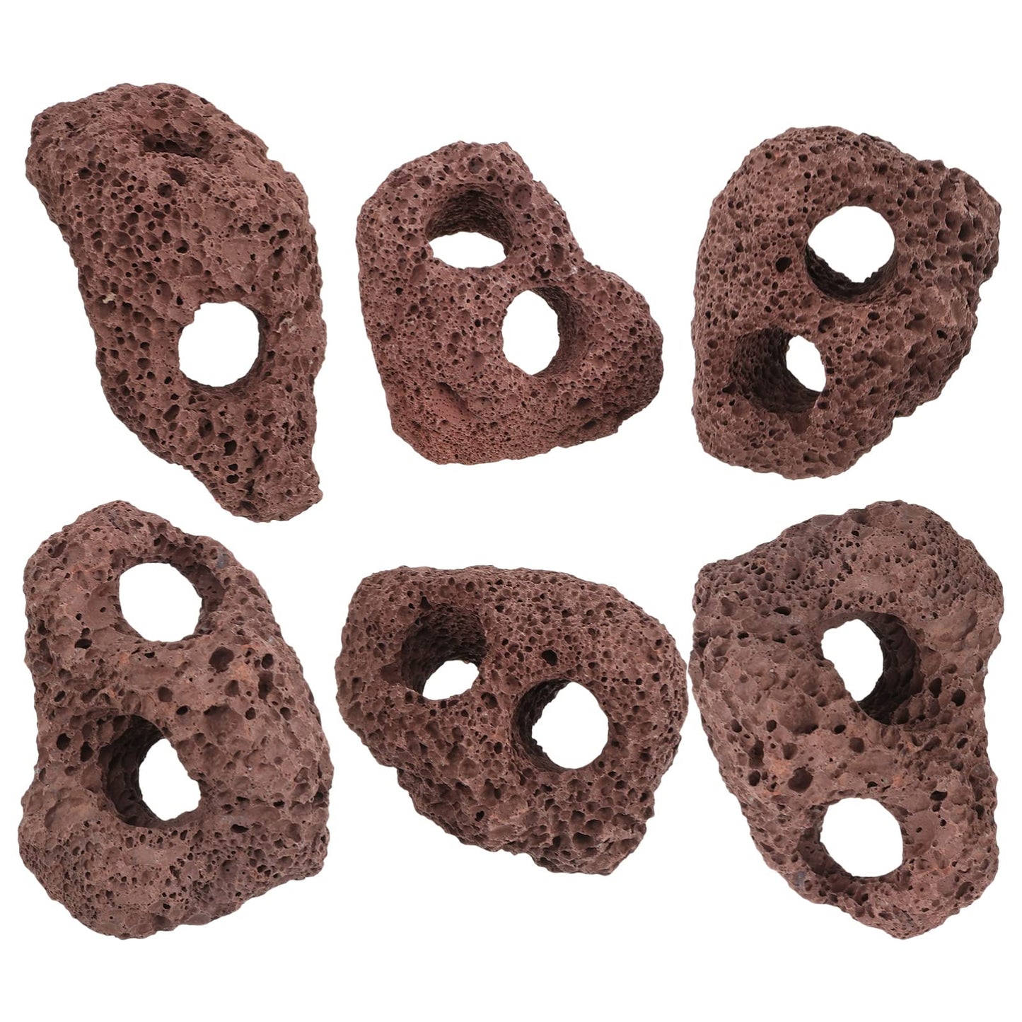 DOITOOL Lava Rock Aquarium 6pcs Volcanic Rocks Small Dark Brown Volcanic Pumice Stones, Aquarium Stones Aquascaping for Fish Tank Decoration, 3.93x2.75x1.57inch