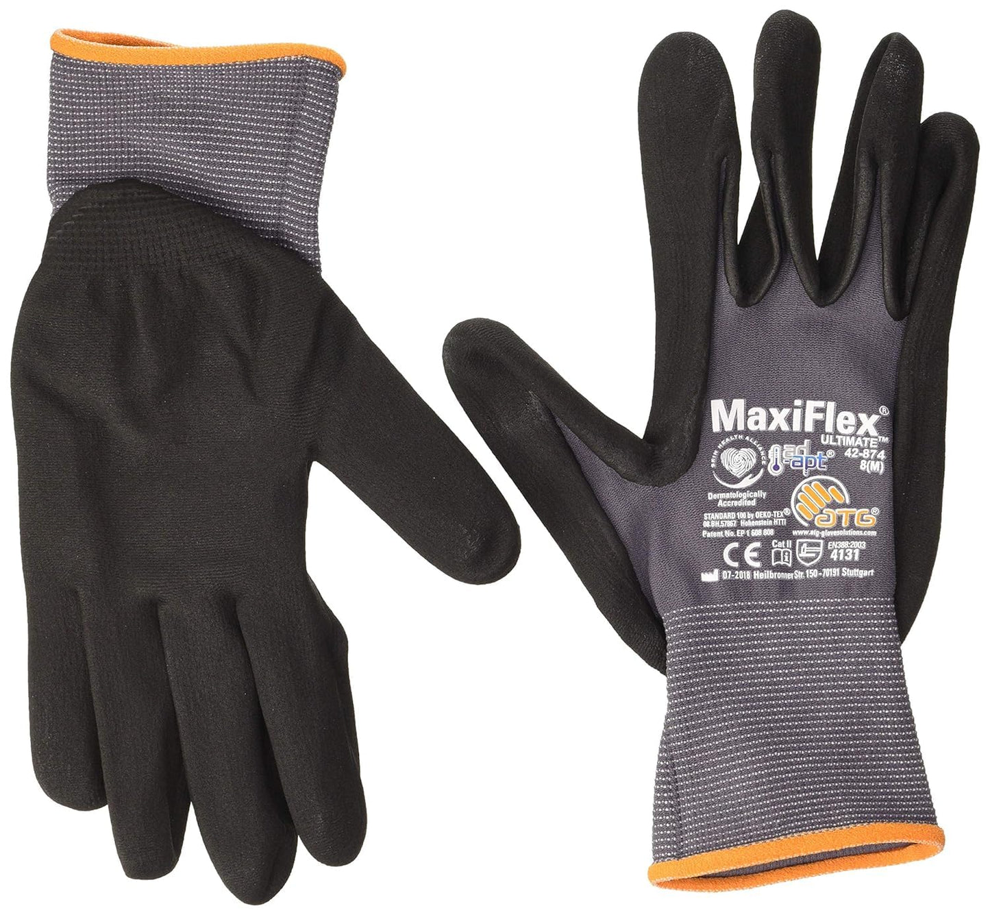 (5 Pairs) ATG Gloves 34-874 MaxiFlex Ultimate Assembly Gloves 5 x Grey/Black 8