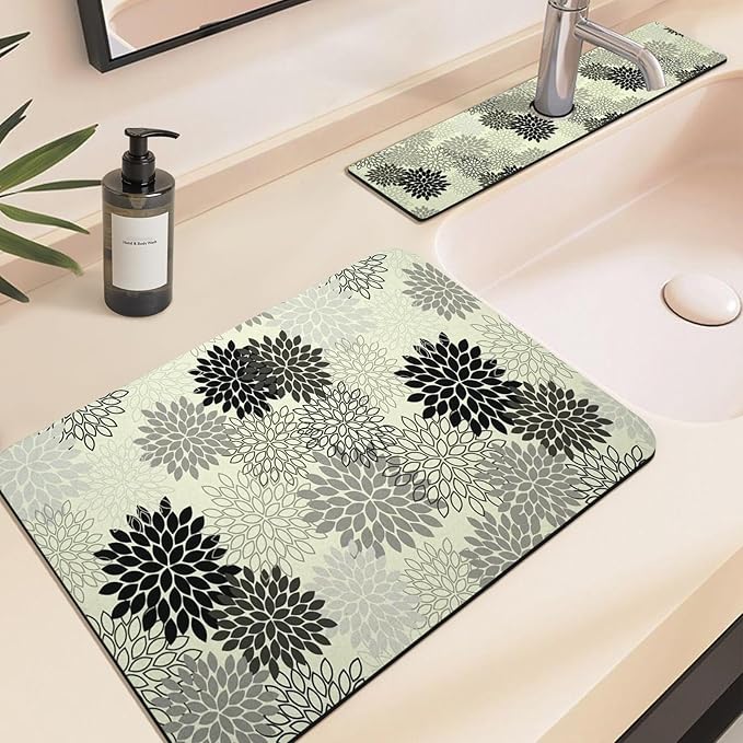 24.5" x 15.5" Dish Drying Mat & 24" x 5.5" Sink Splash Guard, Super Absorbent