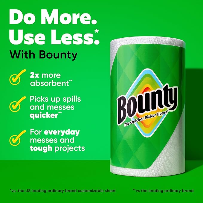 Bounty Select-A-Size Paper Towels, 2 Mega Rolls = 8 Regular Rolls