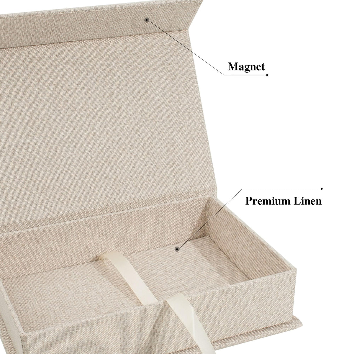 Hiwhy Photo Storage Box 8x10, Linen Memory Photo Box Perfect to Store Your Photo, Pictures, Certificates, Scrapbooking Supplies, Keepsakes and Jewelry Beige