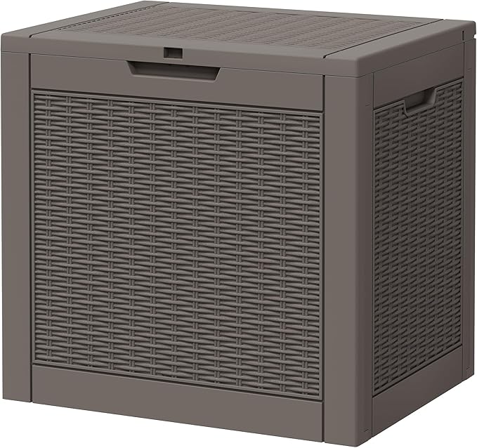Outdoor Storage Box, Resin Deck Boxes Indoor and outdoor, Waterproof Storage Box Lockable Lid (Grey,31 Gallon)