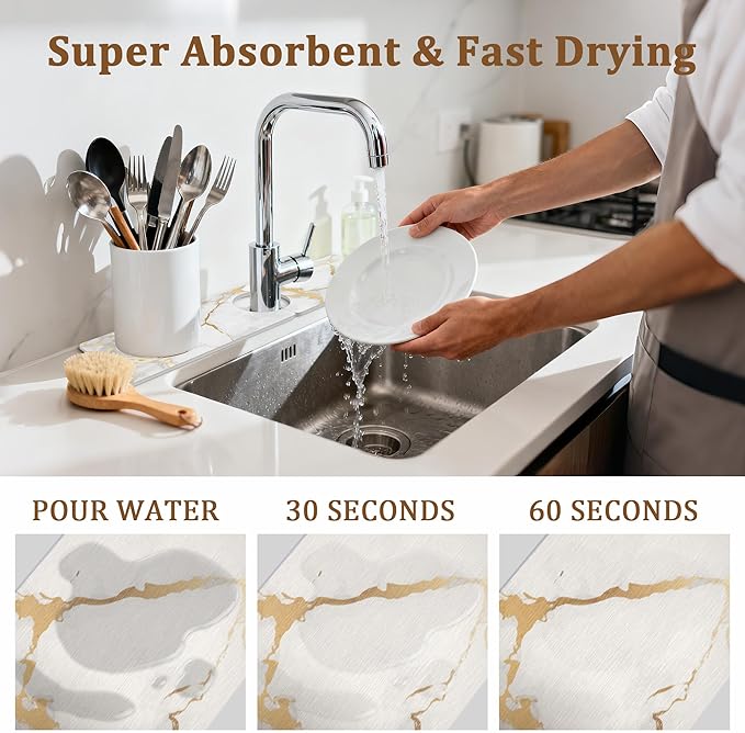 Stone Faucet Mat for Kitchen Sink, 15.7" Fast Drying Around Faucet Diatomite