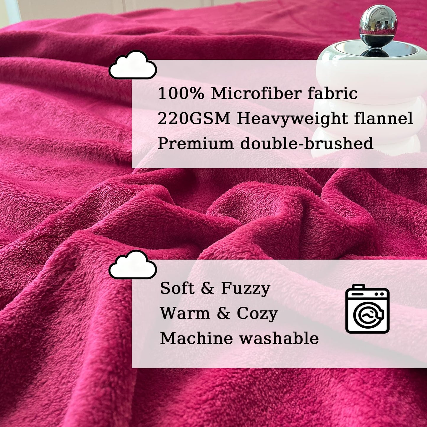 MorroMorn Luxury Plush Fleece Fitted Sheet Sets with 20" Deep Pocket for Thick Mattresses 360° Snug Fit Non-Slip, Ultra Soft 3-Piece Bedding Set Cozy Warm for Cold Sleepers (Red, Twin)