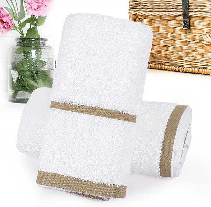 PiccoCasa Set of 2, 750 GSM Luxury White Hand Towels