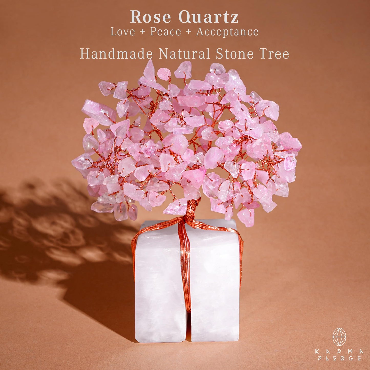 Rose Quartz Crystal Tree of Life Unique Birthday Gifts for Women, Mom, Sister, Friends. Handcrafted Chakra Healing Crystal and Stones for Positivity, Money, Luck, Aesthetic Home and Office Decor