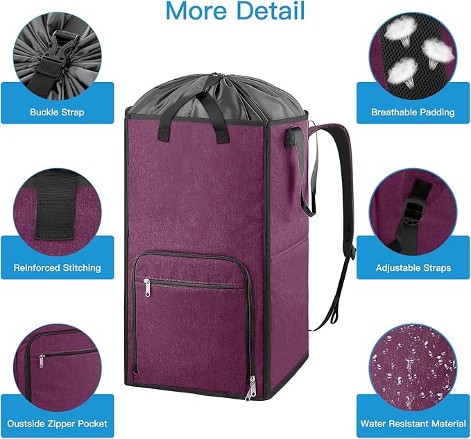 Bukere Laundry Tote Basket, Laundry Backpack Bag