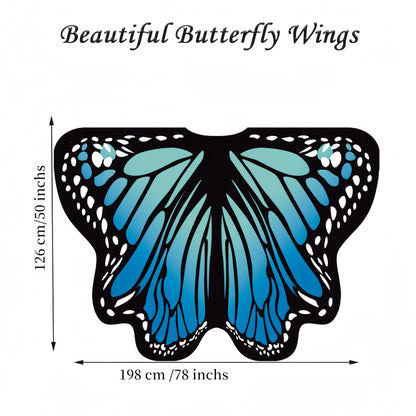Halloween Costumes for Women Adult Butterfly Costumes Wing Cape Shawl 3Pcs （Green & Blue）