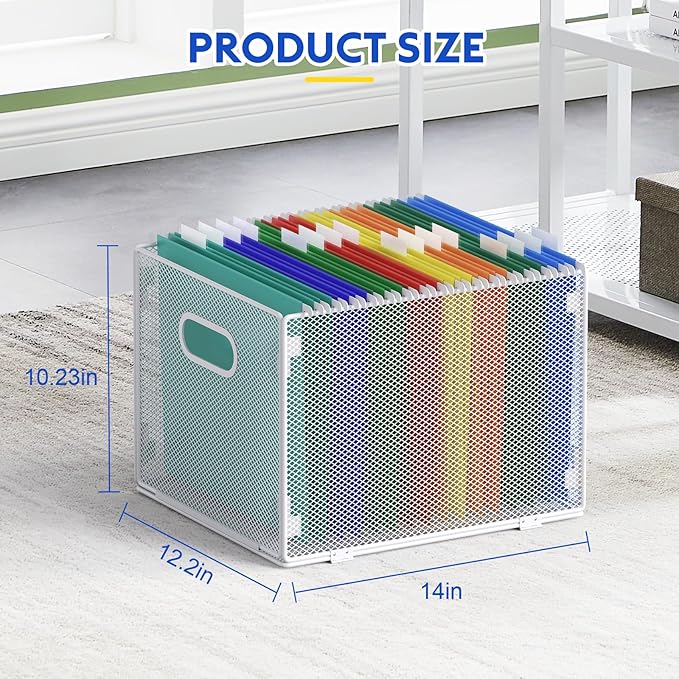Samstar Hanging File Organizer, Mesh File Folder Organizer Crate Cabinet