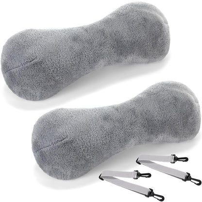 1 Pc Neck Pillow for Recliner Headrest Pillow Bone Shaped Chair Plush with Adjustable Strap Neck Support and Pain Relief Curve Head Cushion for Car Travel Airplane (Grey)