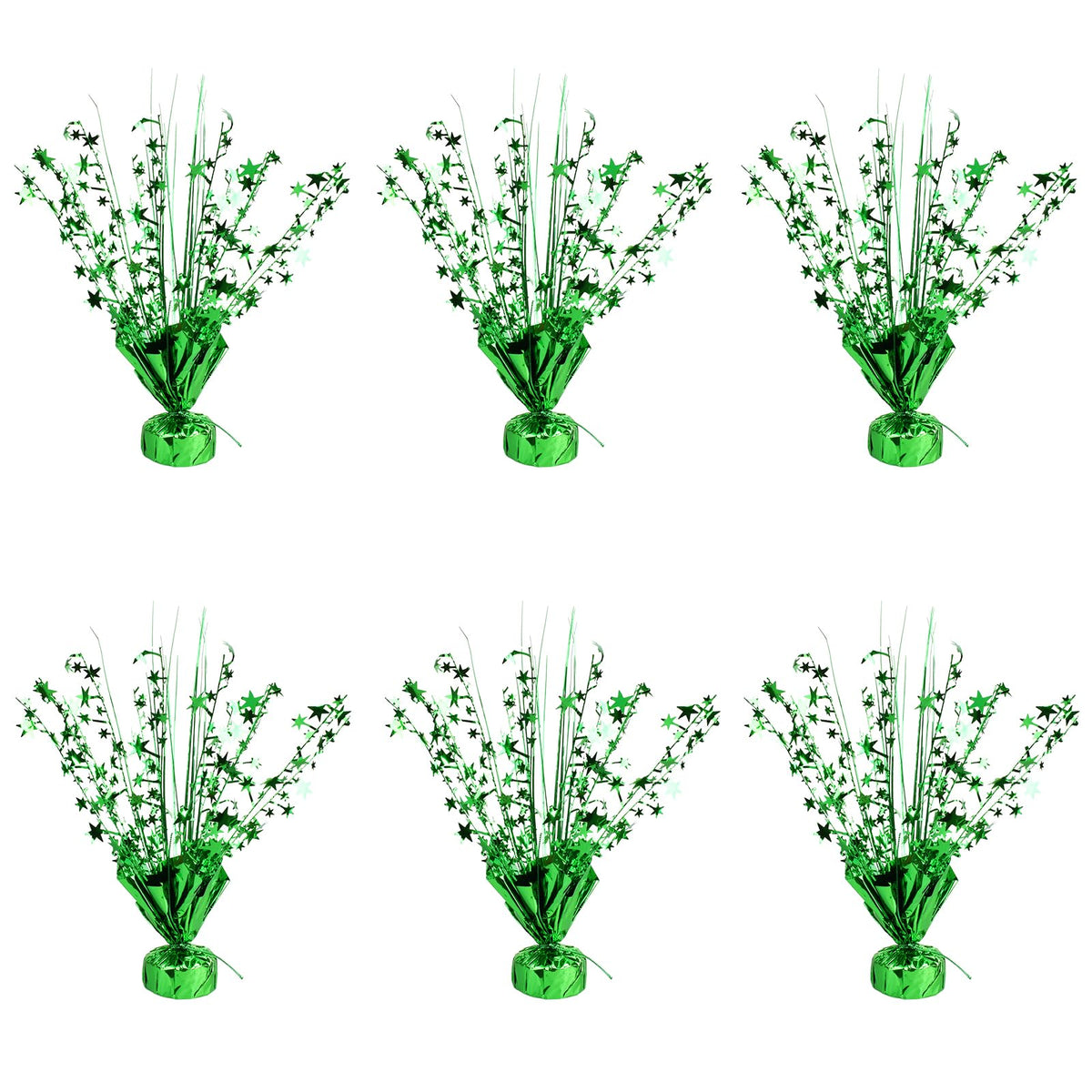 6 Pack Metallic Foil Spray Centerpiece Star Table Decoration Burst Table Centerpieces for Birthday Wedding Anniversary Graduation Holiday Party Supplies Decor (Green)